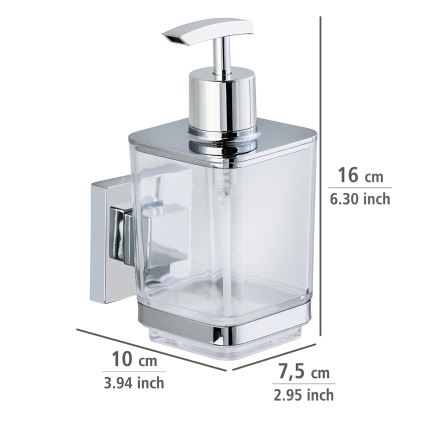 WENKO 22683100-Dozownik mydła VACUUM-LOC QUADRO ED 7,5x16 cm srebrny/połysk.chrom