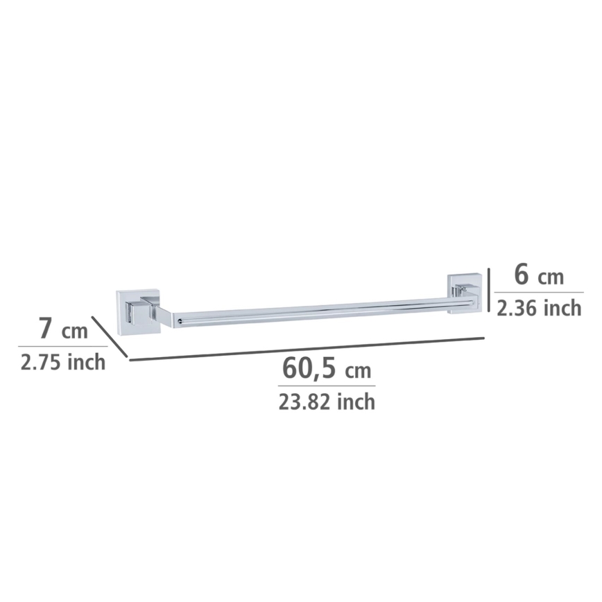 WENKO 22684100-Uchwyt na ręczniki VACUUM-LOC QUADRO ED 60,5x6 cm srebrny/błyszczący chrom