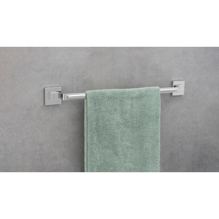 WENKO 22684100-Uchwyt na ręczniki VACUUM-LOC QUADRO ED 60,5x6 cm srebrny/błyszczący chrom