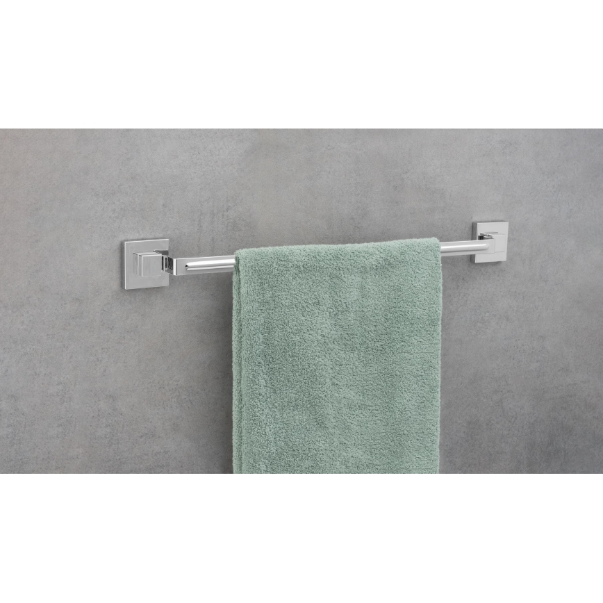 WENKO 22684100-Uchwyt na ręczniki VACUUM-LOC QUADRO ED 60,5x6 cm srebrny/błyszczący chrom