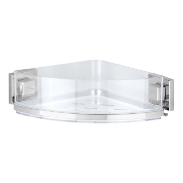WENKO 22686100-Półka narożna VACUUM-LOC QUADRO ED 28x19,5 cm srebrna/przezroczysta
