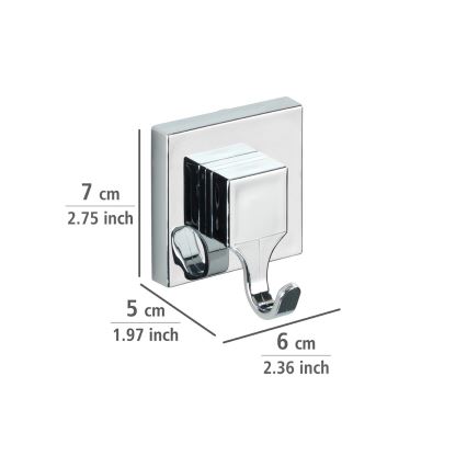 WENKO 22688100-Hak VACUUM-LOC QUADRO ED 6x7 cm srebrny/błyszczący chrom