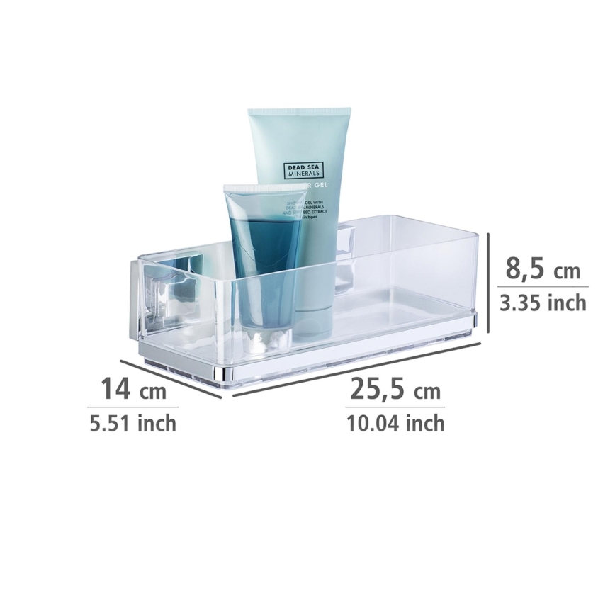 WENKO 22692100-Półka VACUUM-LOC QUADRO ED 25,5x14 cm srebrna/przezroczysta
