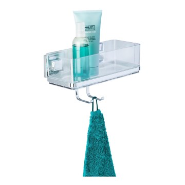 WENKO 22694100-Półka VACUUM-LOC QUADRO ED 25,5x15 cm srebrna/błyszczący chrom/przezroczysta