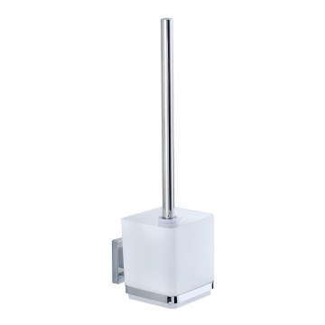 WENKO 22695100 - Szczotka WC VACUUM-LOC QUADRO ED, 9,5 x 37 cm, srebrna / chrom połysk / przezroczysta