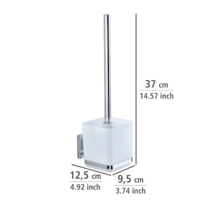 WENKO 22695100 - Szczotka WC VACUUM-LOC QUADRO ED, 9,5 x 37 cm, srebrna / chrom połysk / przezroczysta