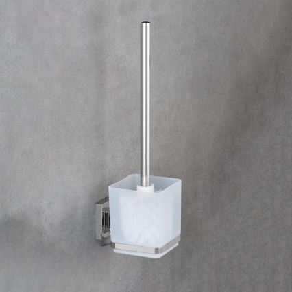 WENKO 22695100 - Szczotka WC VACUUM-LOC QUADRO ED, 9,5 x 37 cm, srebrna / chrom połysk / przezroczysta
