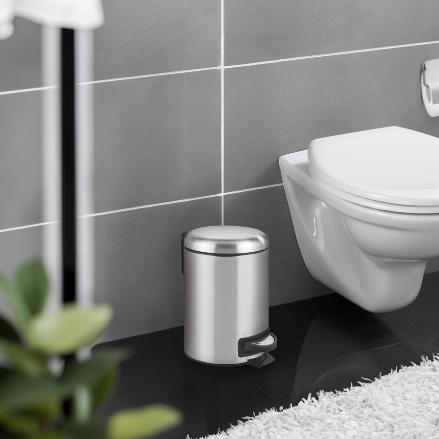 WENKO 22702100 - Kosz na śmieci LEMAN 17x25 cm stal nierdzewna/satynowany/czarny
