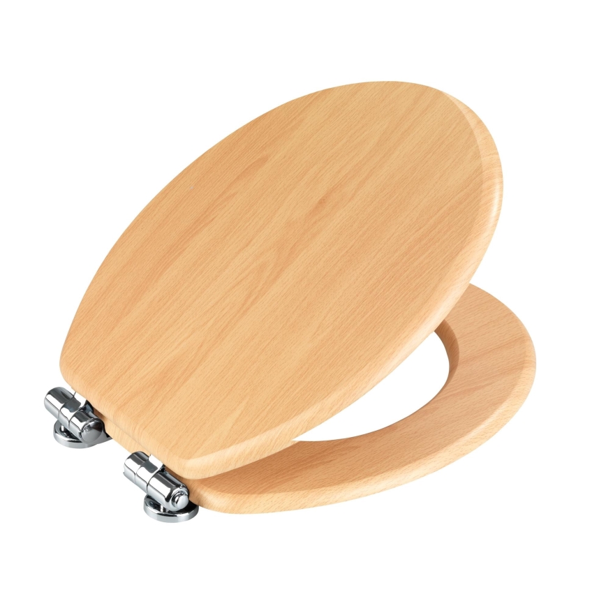 WENKO 22979100-WC deska sedesowa Buk naturalny 35,5x42,5 cm brązowa/srebrna