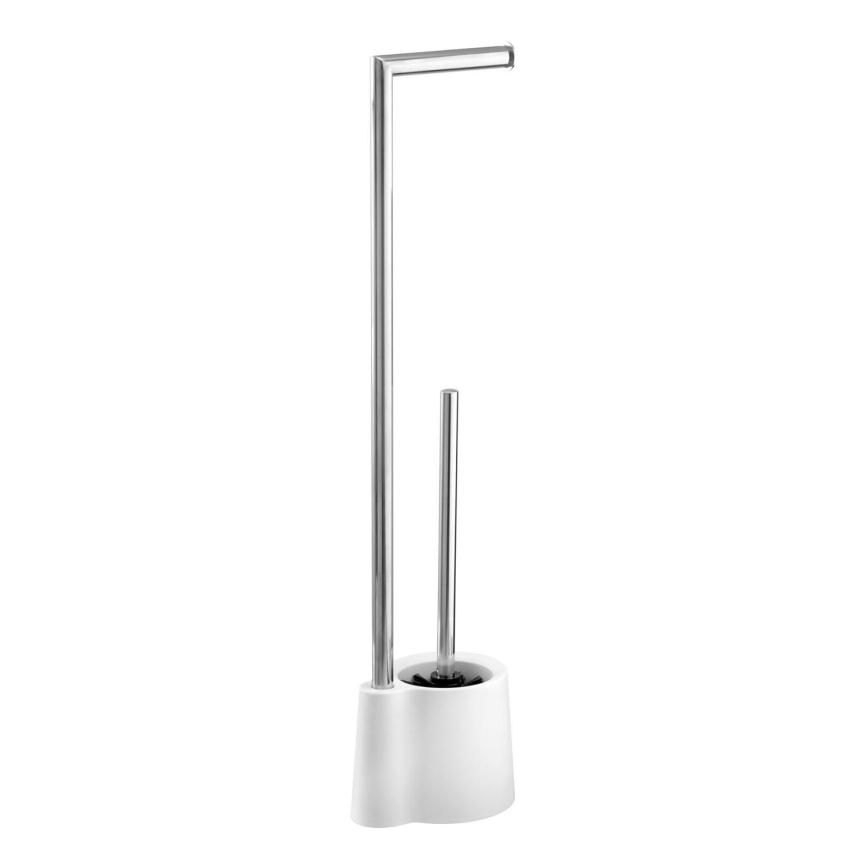 WENKO 22989100 - Szczotka do WC AVOLA 13x70 cm stal nierdzewna/biała/srebrna
