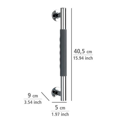 WENKO 23284100-Uchwyt SECURA 40,5x9 cm stal nierdzewna/antracyt/chrom błyszczący