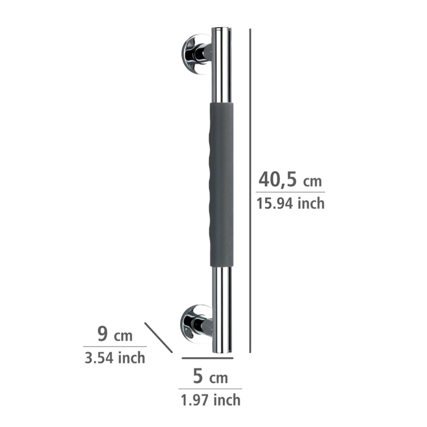 WENKO 23284100-Uchwyt SECURA 40,5x9 cm stal nierdzewna/antracyt/chrom błyszczący