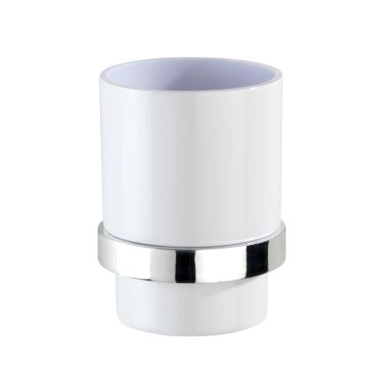 WENKO 23847800-Kubek na szczoteczki TURBO-LOC QUADRO ED. 7x9,5 cm chrom połysk/biały