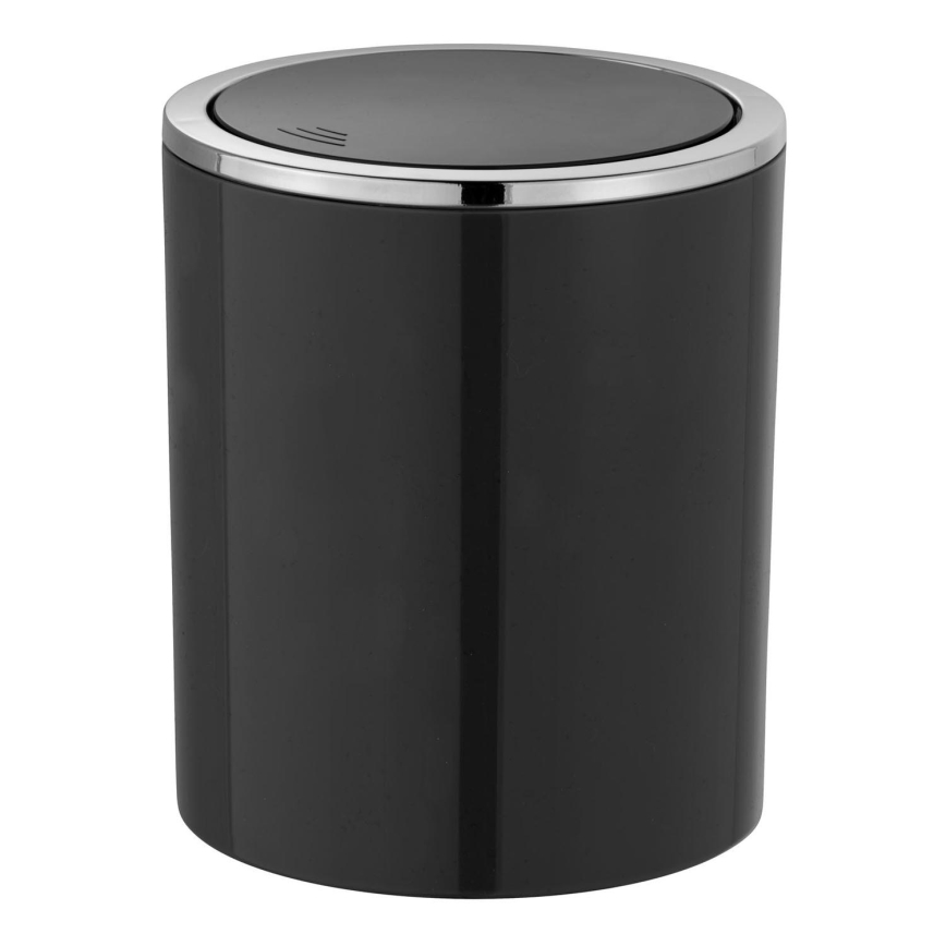 WENKO 23934100 - Kosz INCA 14x16,8 cm czarny/błyszczący chrom