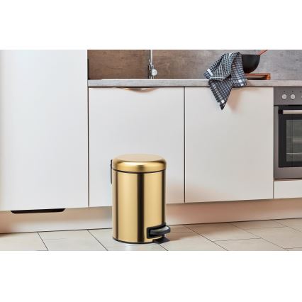 WENKO 24009800 - Kosz na śmieci LEMAN 17x25 cm stal nierdzewna/złoty/czarny