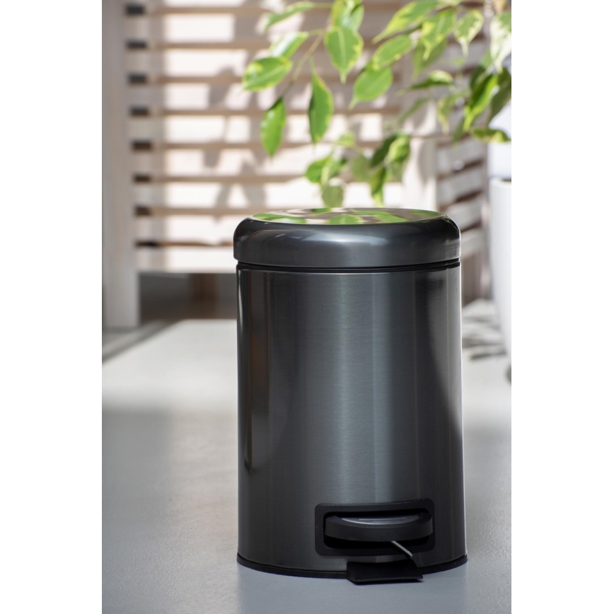 WENKO 24035100 - Kosz LEMAN 17x25 cm stal nierdzewna/czarny