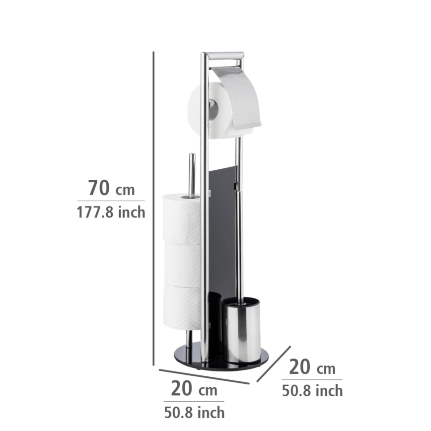 WENKO 24075800 - Zestaw WC RAVINA 20x707 cm stal nierdzewna/srebrny/czarny