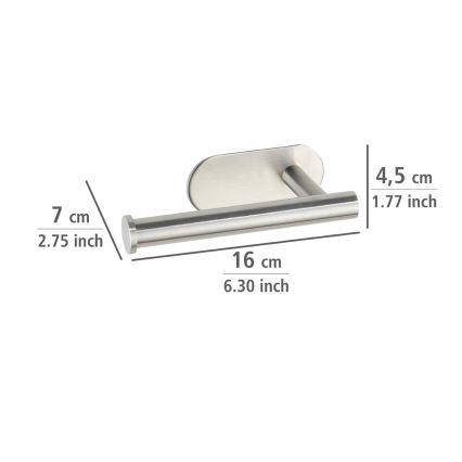 WENKO 24166100 - Uchwyt na papier toaletowy TURBO-LOC OREA MATT 16x7 cm stal nierdzewna/srebrny