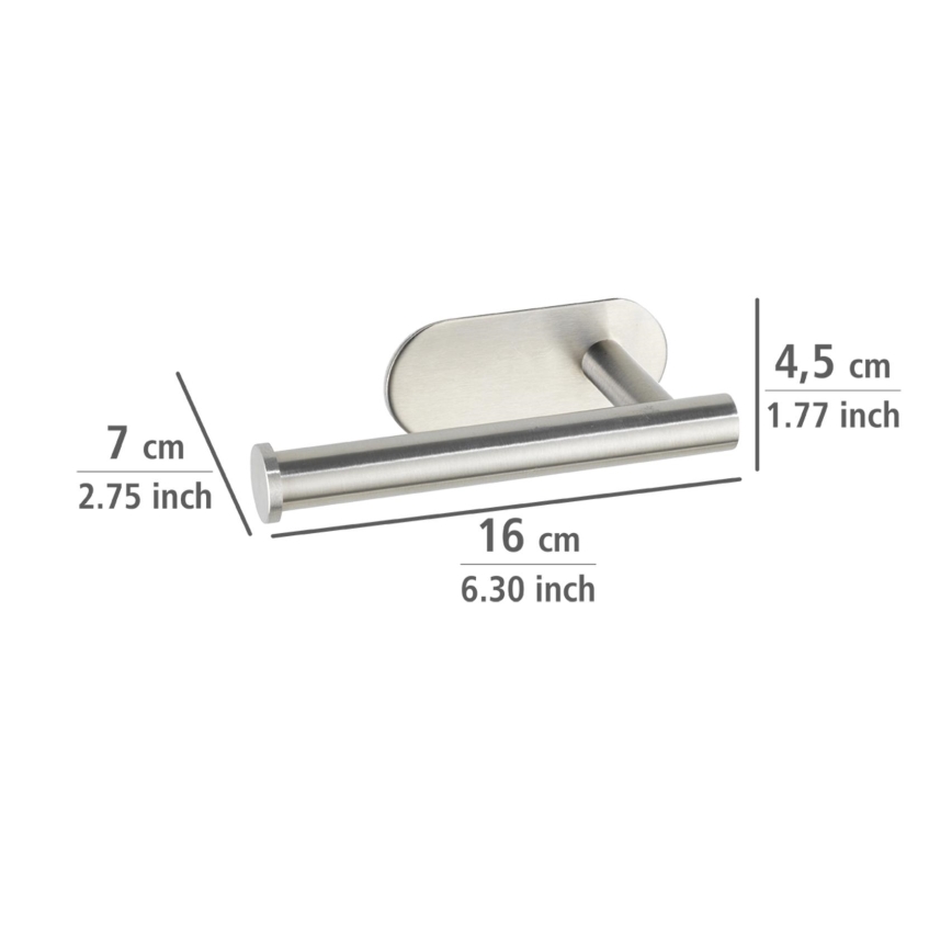 WENKO 24166100 - Uchwyt na papier toaletowy TURBO-LOC OREA MATT 16x7 cm stal nierdzewna/srebrny