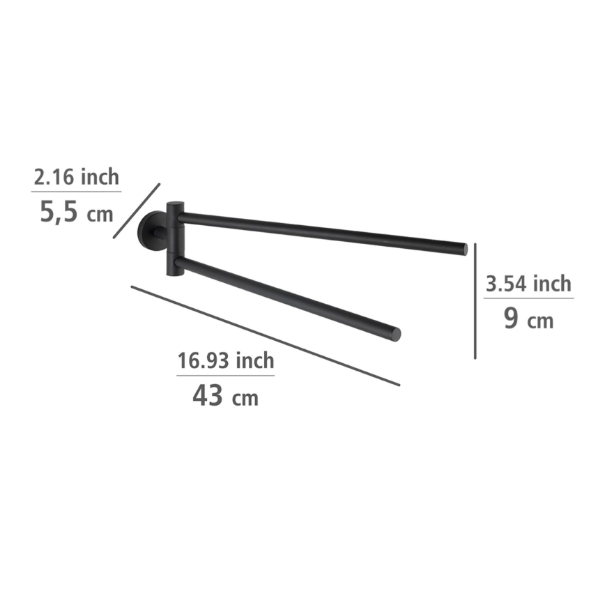 WENKO 24238100-Uchwyt na ręczniki BOSIO BLACK 5,5x43 cm stal nierdzewna/srebrny