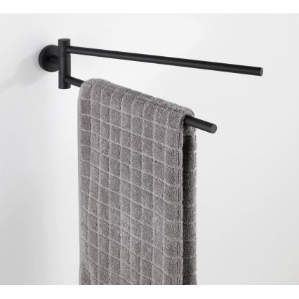 WENKO 24238100-Uchwyt na ręczniki BOSIO BLACK 5,5x43 cm stal nierdzewna/srebrny