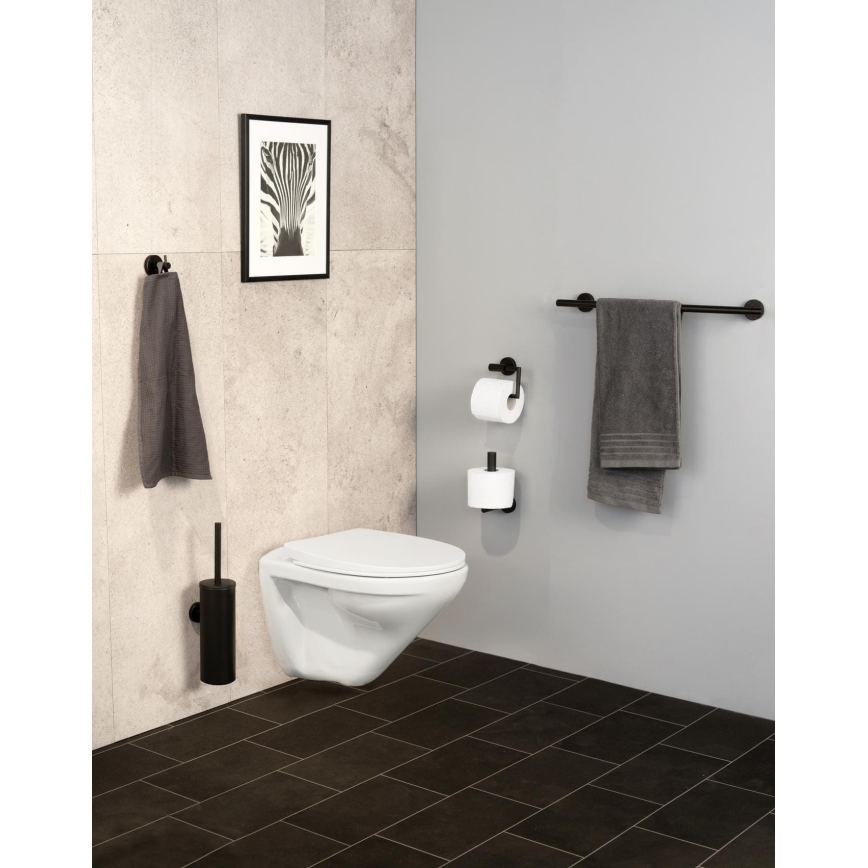 WENKO 24240100-Uchwyt na papier toaletowy BOSIO BLACK 15x10,5 cm stal nierdzewna/srebrny