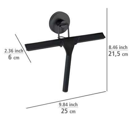 WENKO 24731100-Ściągaczka do prysznica VACUUM-LOC, okrągła, czarna, 24,5x25 cm