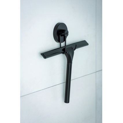 WENKO 24731100-Ściągaczka do prysznica VACUUM-LOC, okrągła, czarna, 24,5x25 cm