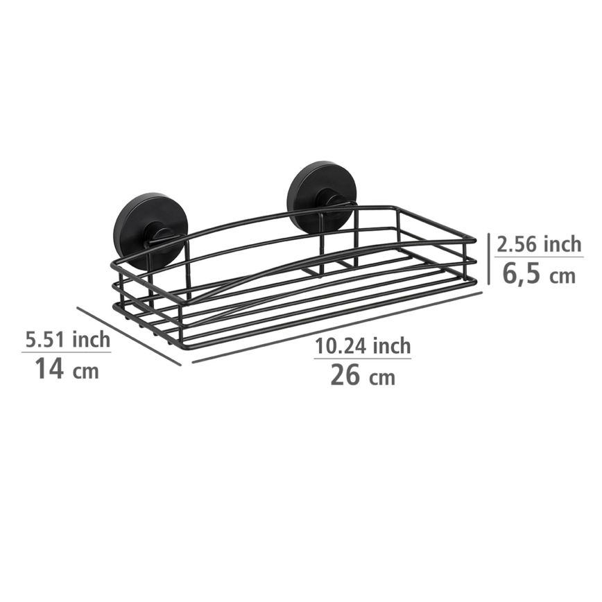 WENKO 24732100-Półka VACUUM-LOC RUND SCHW 26x14 cm czarna