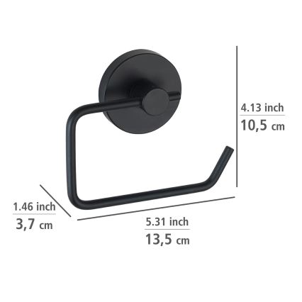 WENKO 24738100 - Uchwyt na papier toaletowy VACUUM-LOC RUND SCHW 13,5x10,5 cm czarny