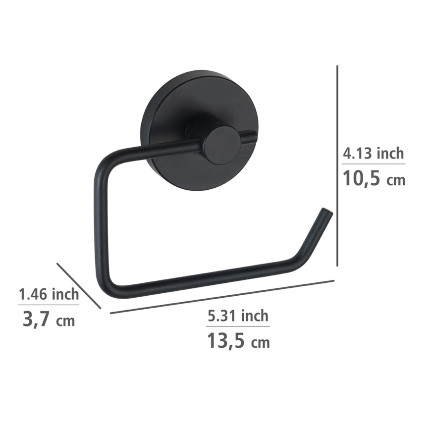 WENKO 24738100 - Uchwyt na papier toaletowy VACUUM-LOC RUND SCHW 13,5x10,5 cm czarny