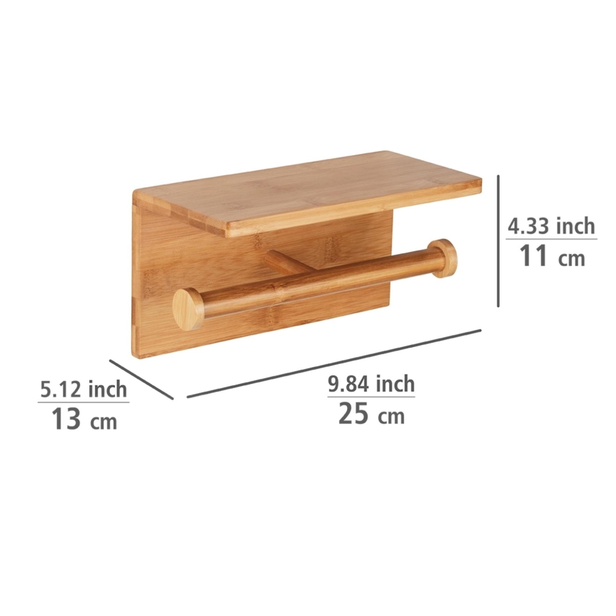 WENKO 24745100 - Uchwyt na papier toaletowy BAMBUSA 25x13 cm, brązowy