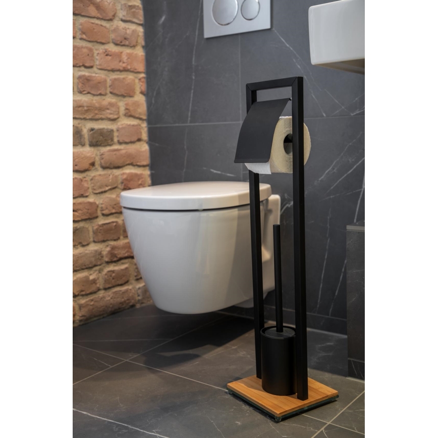 WENKO 24751100 - Zestaw WC BAMBU⁠SA 18x72,5 cm czarny/brązowy