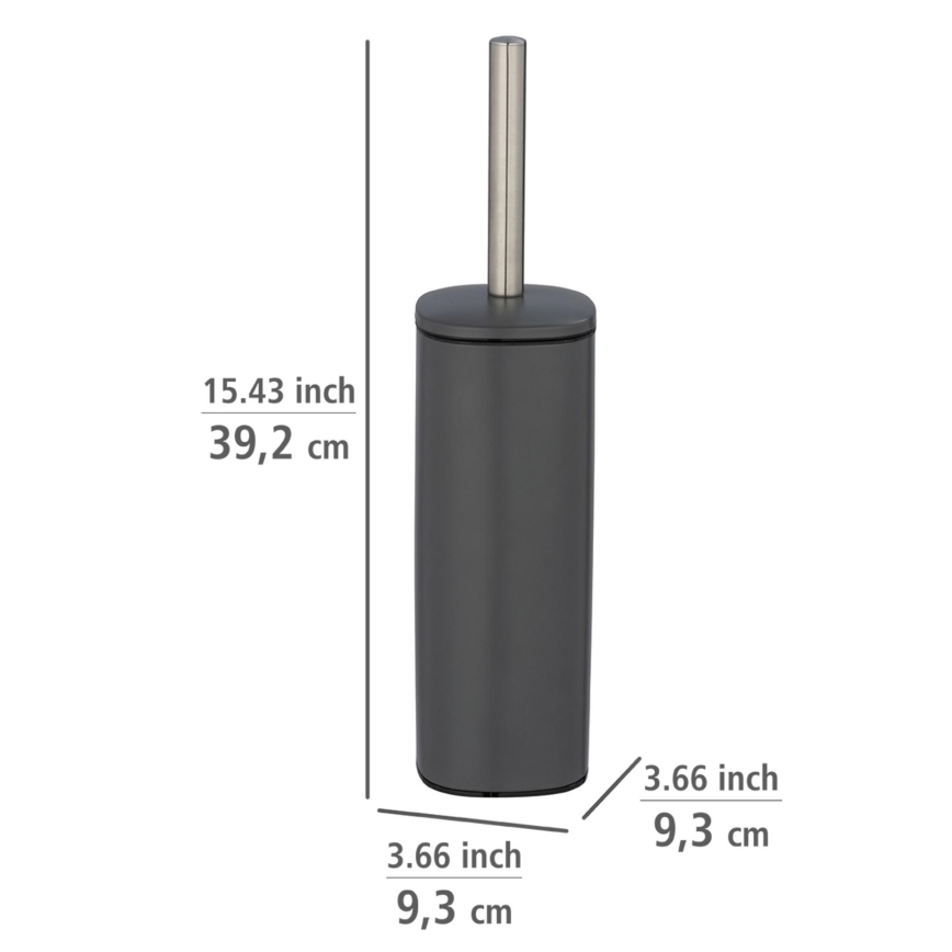 WENKO 24777100 - Zestaw WC ALASSIO 9,3x39,2 cm stal nierdzewna/szary