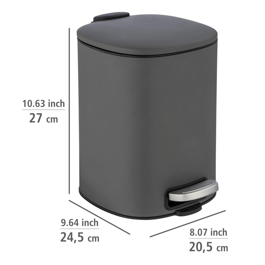 WENKO 24780100 - Kosz ALASSIO 20,5x27 cm szary/czarny