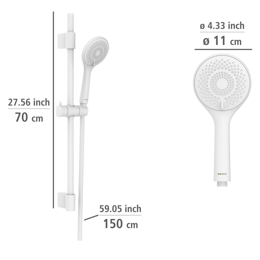 WENKO 24916100 - Zestaw prysznicowy WATERSAVING SYSTEM 70 cm biały