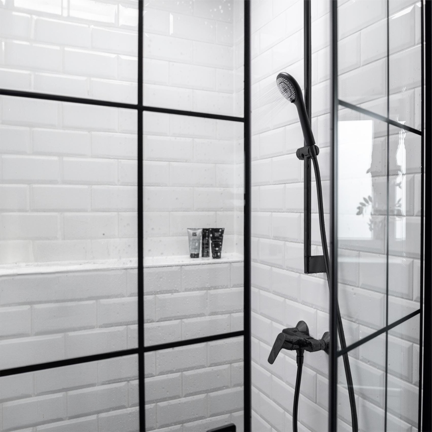 WENKO 24924100 - Głowica prysznicowa z systemem oszczędzania wody 11x11 cm czarna