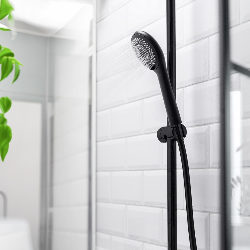 WENKO 24924100 - Głowica prysznicowa z systemem oszczędzania wody 11x11 cm czarna