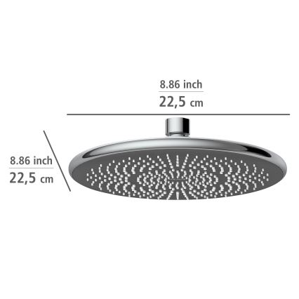 WENKO 24926100 - Głowica prysznicowa System oszczędzania wody 22,5x22,5 cm, chrom błyszczący/szary