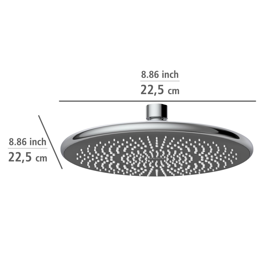 WENKO 24926100 - Głowica prysznicowa System oszczędzania wody 22,5x22,5 cm, chrom błyszczący/szary