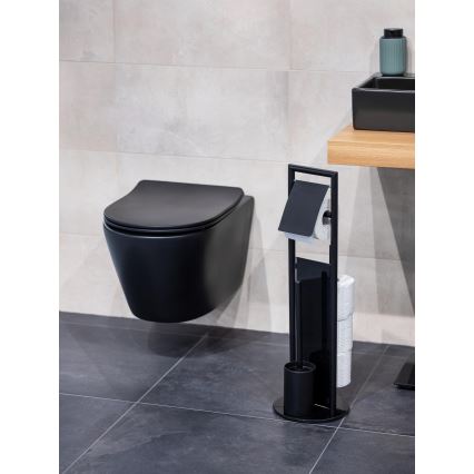 WENKO 24982800 - Zestaw WC RAVINA 20x70 cm stal nierdzewna/czarny
