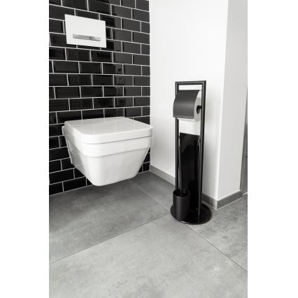 WENKO 24982800 - Zestaw WC RAVINA 20x70 cm stal nierdzewna/czarny