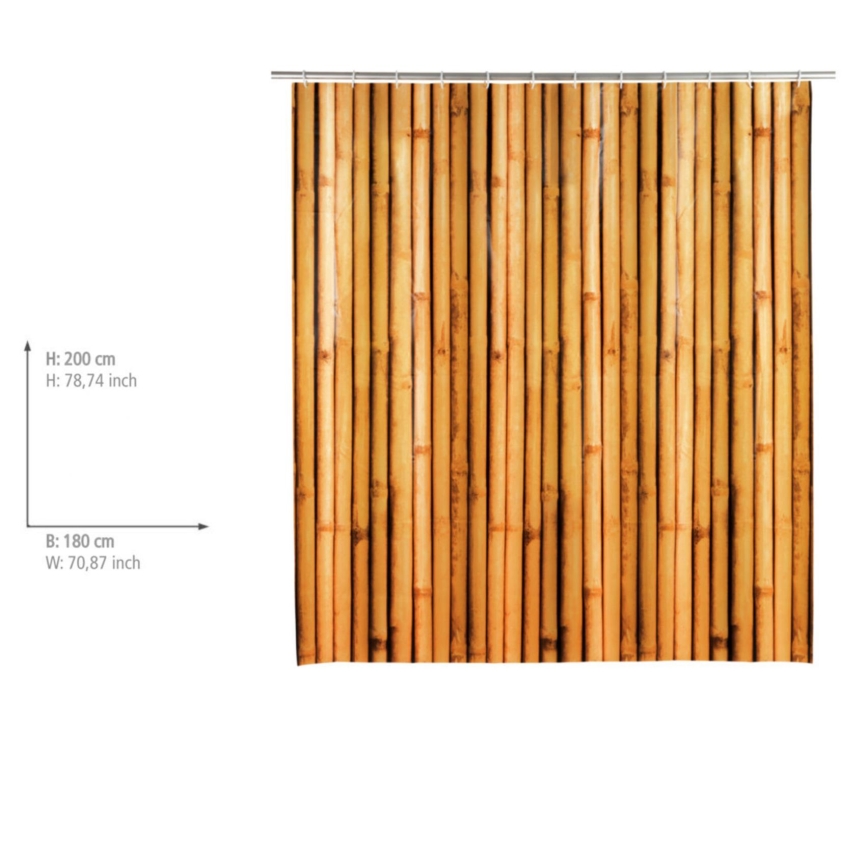 WENKO 25233100 - Zasłona prysznicowa BAMBUSA 180x200 cm brązowa