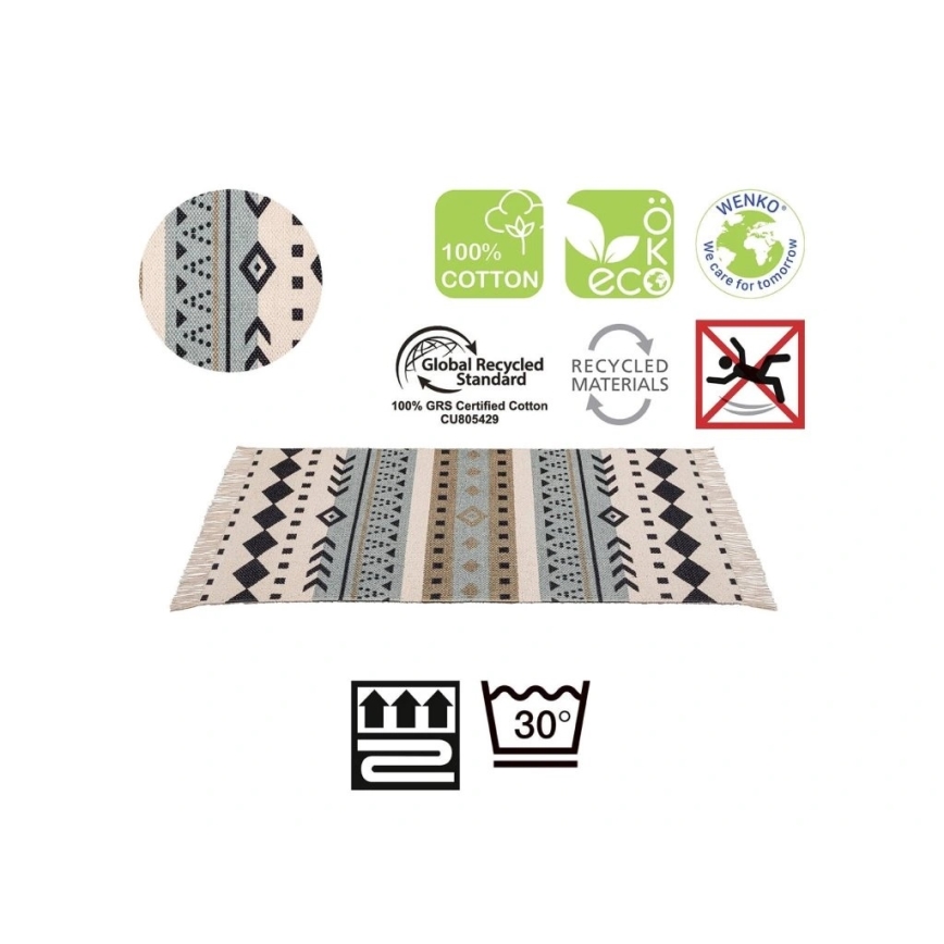 WENKO 25277100-Mata z bawełny z recyklingu 80x50 cm wielobarwna