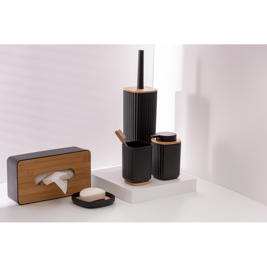 WENKO 25297100 - Kubek na szczoteczkę do zębów ROTELLO 8,5x11 cm czarny/brązowy