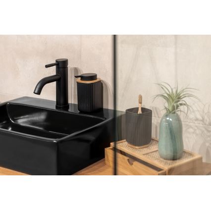 WENKO 25297100 - Kubek na szczoteczkę do zębów ROTELLO 8,5x11 cm czarny/brązowy