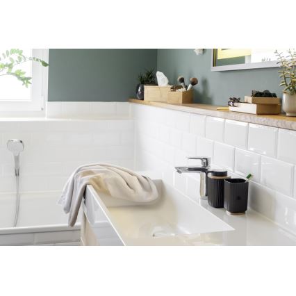 WENKO 25297100 - Kubek na szczoteczkę do zębów ROTELLO 8,5x11 cm czarny/brązowy