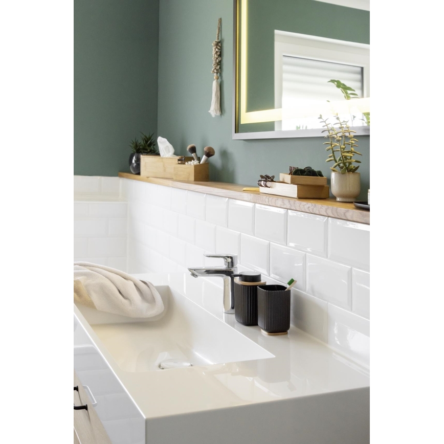 WENKO 25297100 - Kubek na szczoteczkę do zębów ROTELLO 8,5x11 cm czarny/brązowy