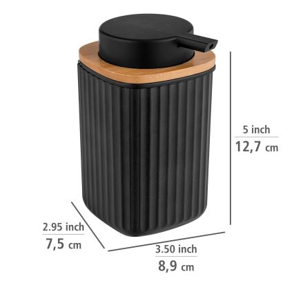 WENKO 25298100 - Dozownik mydła ROTELLO 8,9x12,7 cm czarny/brązowy
