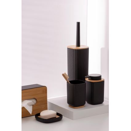 WENKO 25304100 - Zestaw do WC ROTELLO 10x36 cm czarny/brązowy